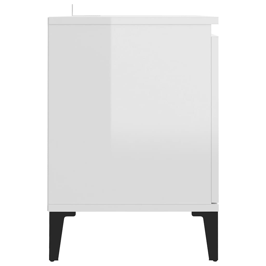 TV-taso metallijaloilla korkeakiilto valkoinen 103,5x35x50 cm - Sisustajankoti.fi