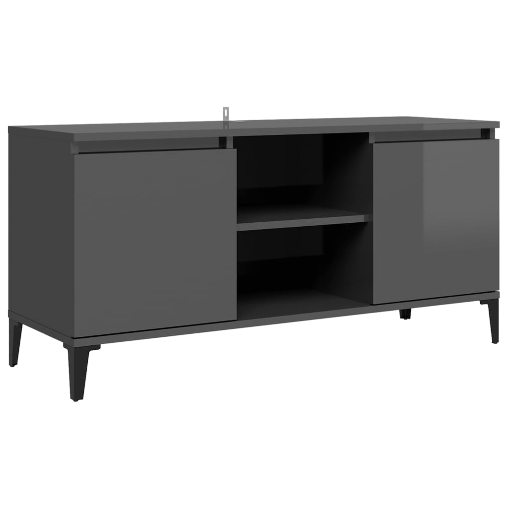TV-taso metallijaloilla korkeakiilto harmaa 103,5x35x50 cm - Sisustajankoti.fi