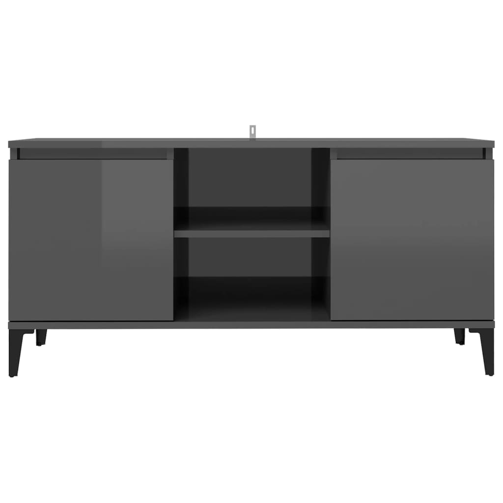 TV-taso metallijaloilla korkeakiilto harmaa 103,5x35x50 cm - Sisustajankoti.fi