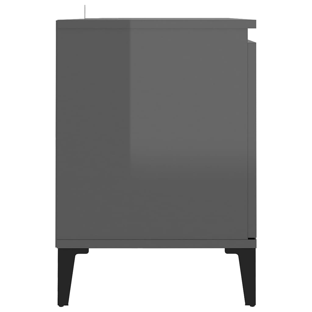 TV-taso metallijaloilla korkeakiilto harmaa 103,5x35x50 cm - Sisustajankoti.fi