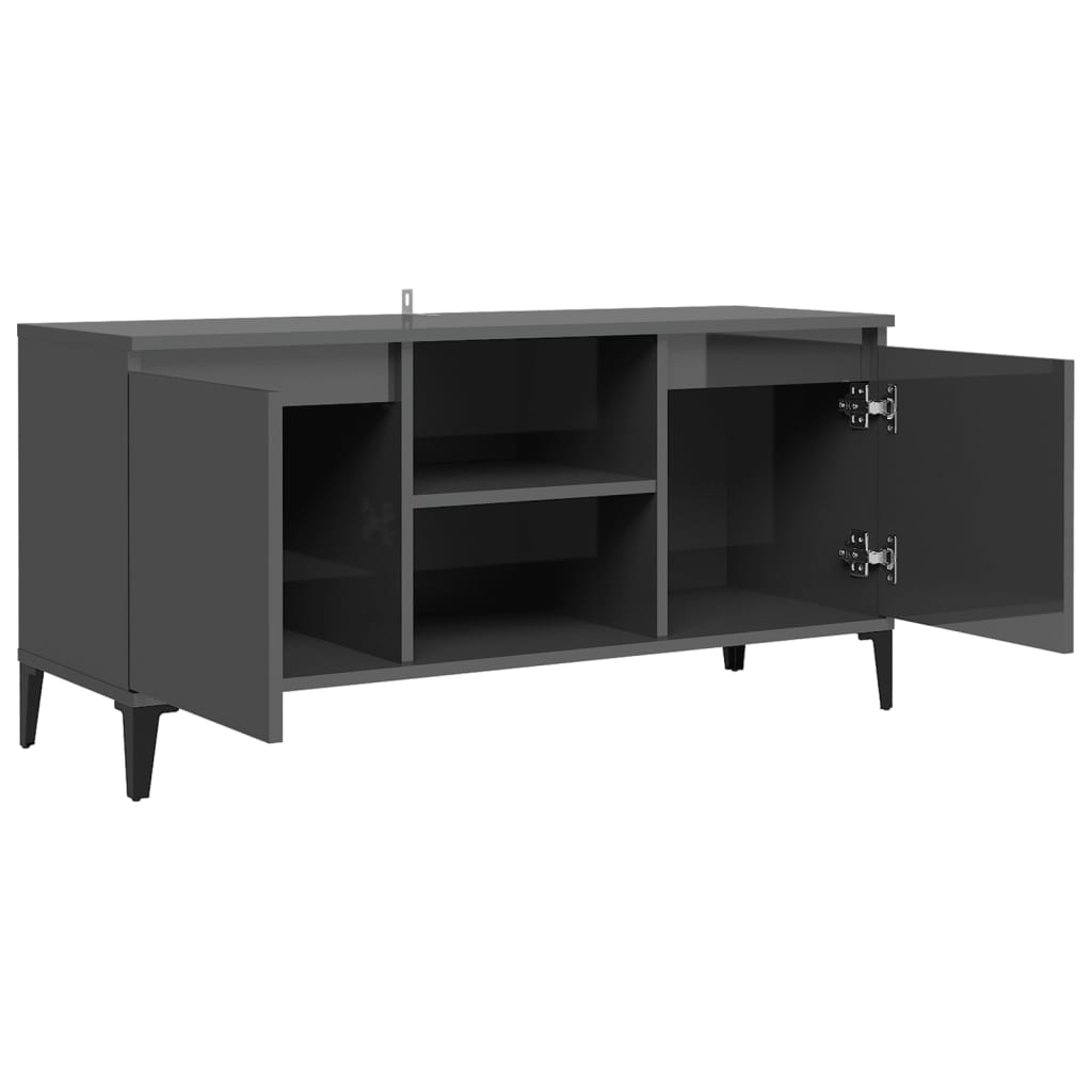TV-taso metallijaloilla korkeakiilto harmaa 103,5x35x50 cm - Sisustajankoti.fi