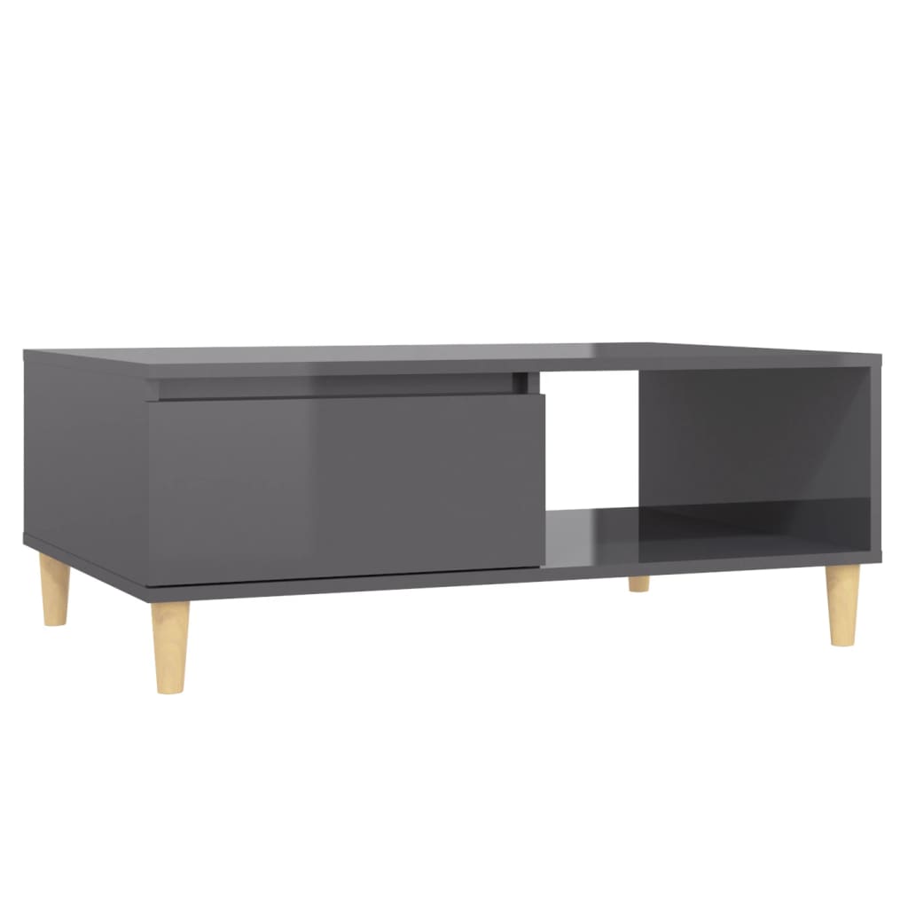 Sohvapöytä korkeakiilto harmaa 90x60x35 cm lastulevy - Sisustajankoti.fi