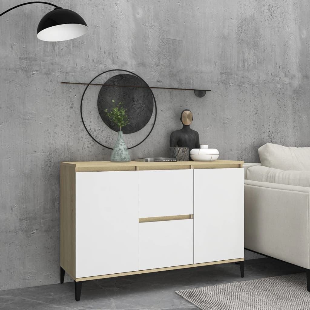 Senkki valkoinen ja Sonoma-tammi 104x35x70 cm - Sisustajankoti.fi