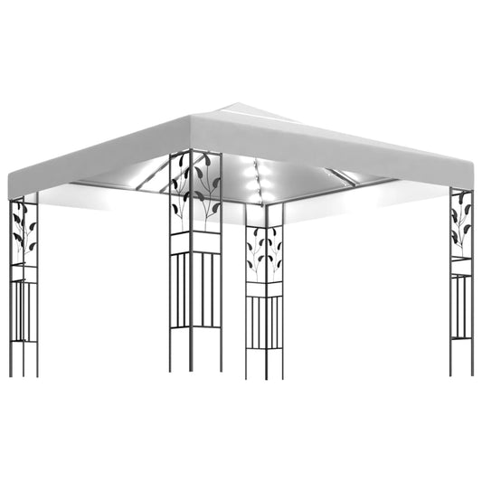 Huvimaja valonauhoilla 3x3 m valkoinen 180 g/m² - Sisustajankoti.fi