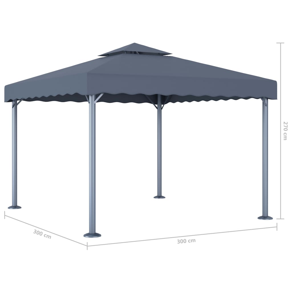 Huvimaja valonauhoilla 300x300 cm antrasiitti alumiini - Sisustajankoti.fi