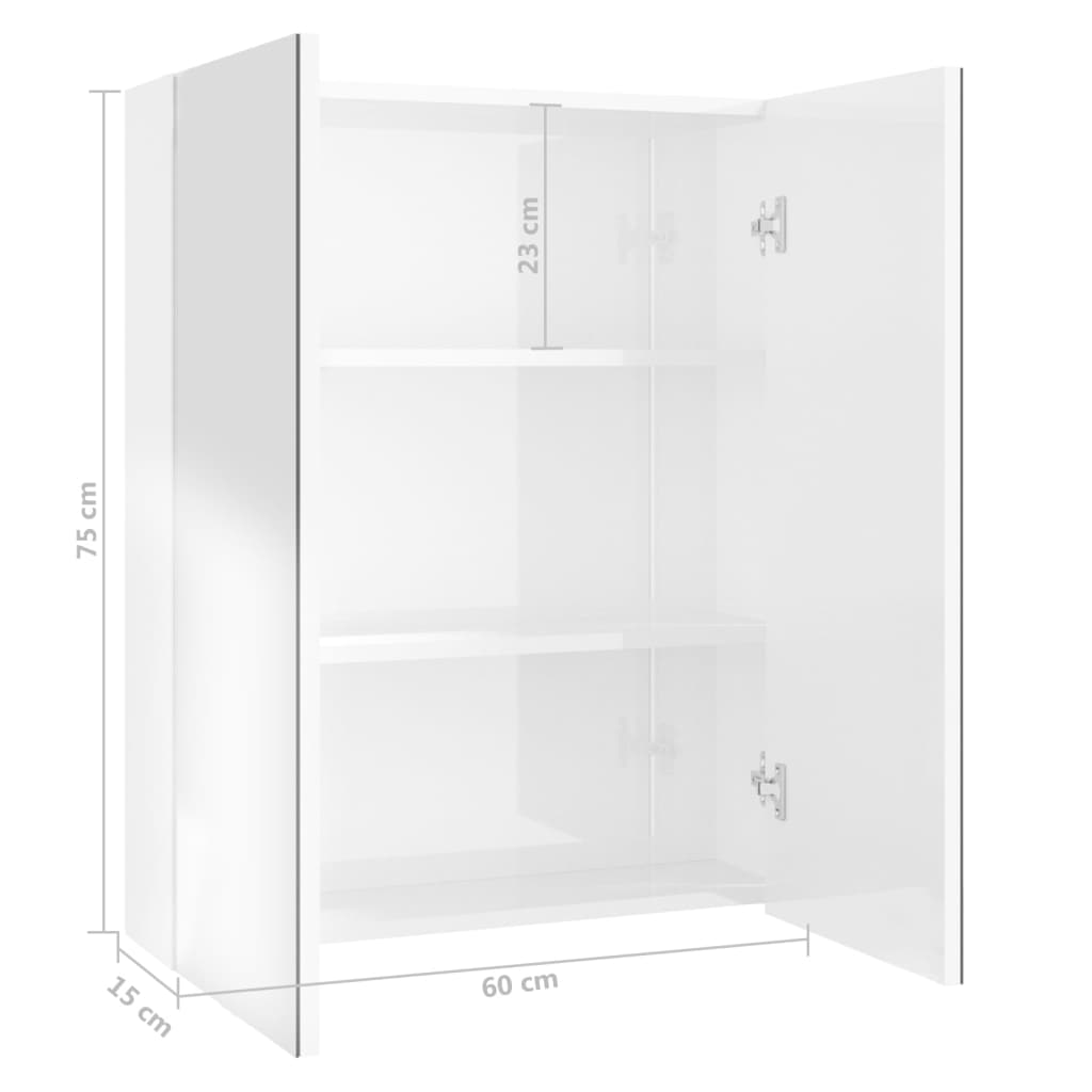 LED kylpyhuoneen peilikaappi 60x15x75 cm MDF kiiltävä valkoinen - Sisustajankoti.fi