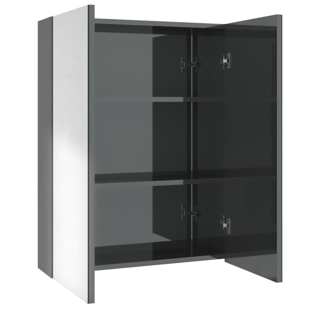 LED kylpyhuoneen peilikaappi 60x15x75 cm MDF kiiltävä harmaa - Sisustajankoti.fi