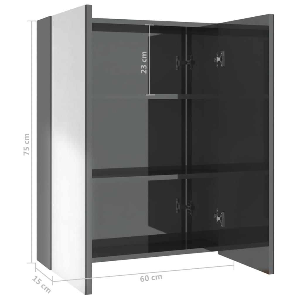 LED kylpyhuoneen peilikaappi 60x15x75 cm MDF kiiltävä harmaa - Sisustajankoti.fi