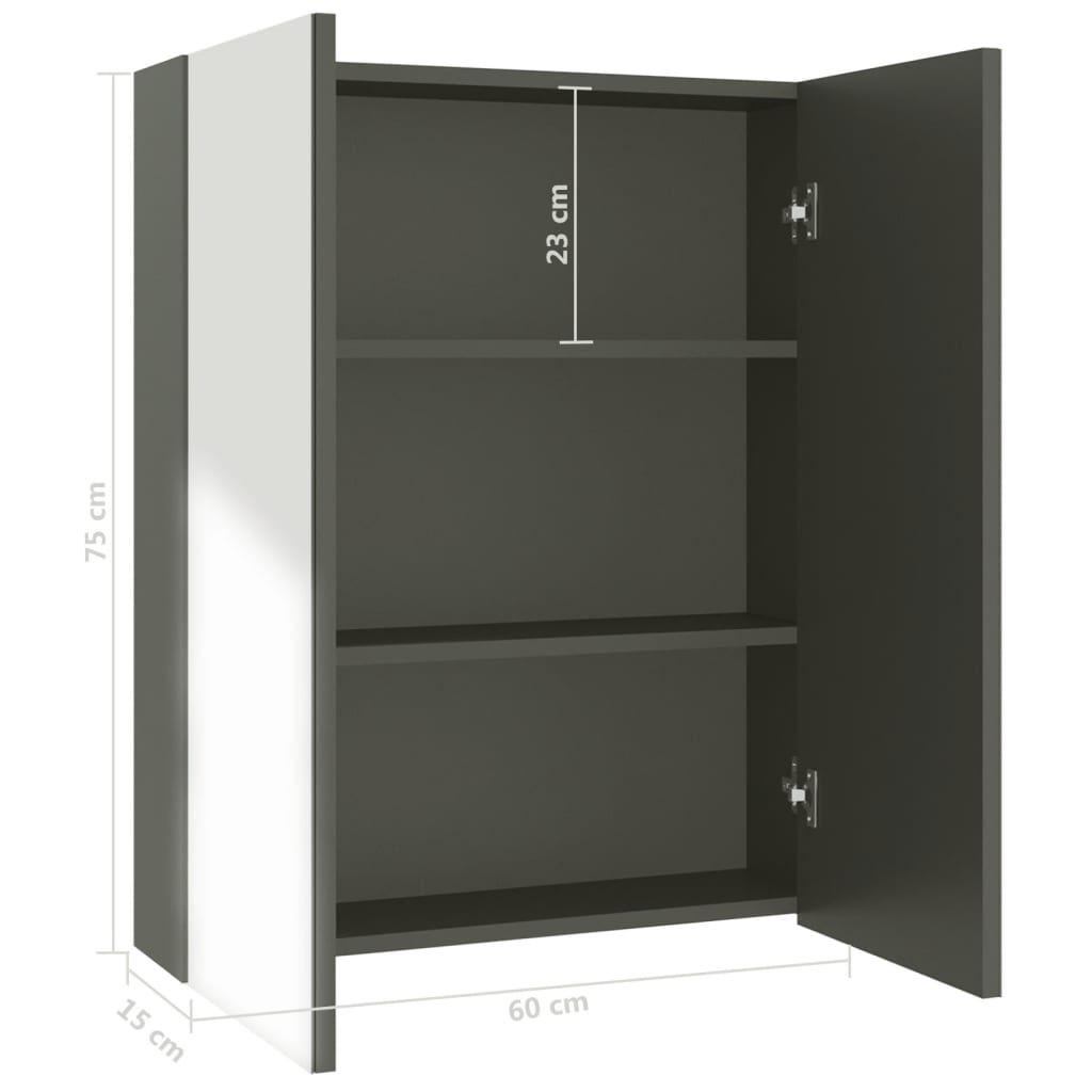 LED kylpyhuoneen peilikaappi 60x15x75 cm MDF harmaa - Sisustajankoti.fi
