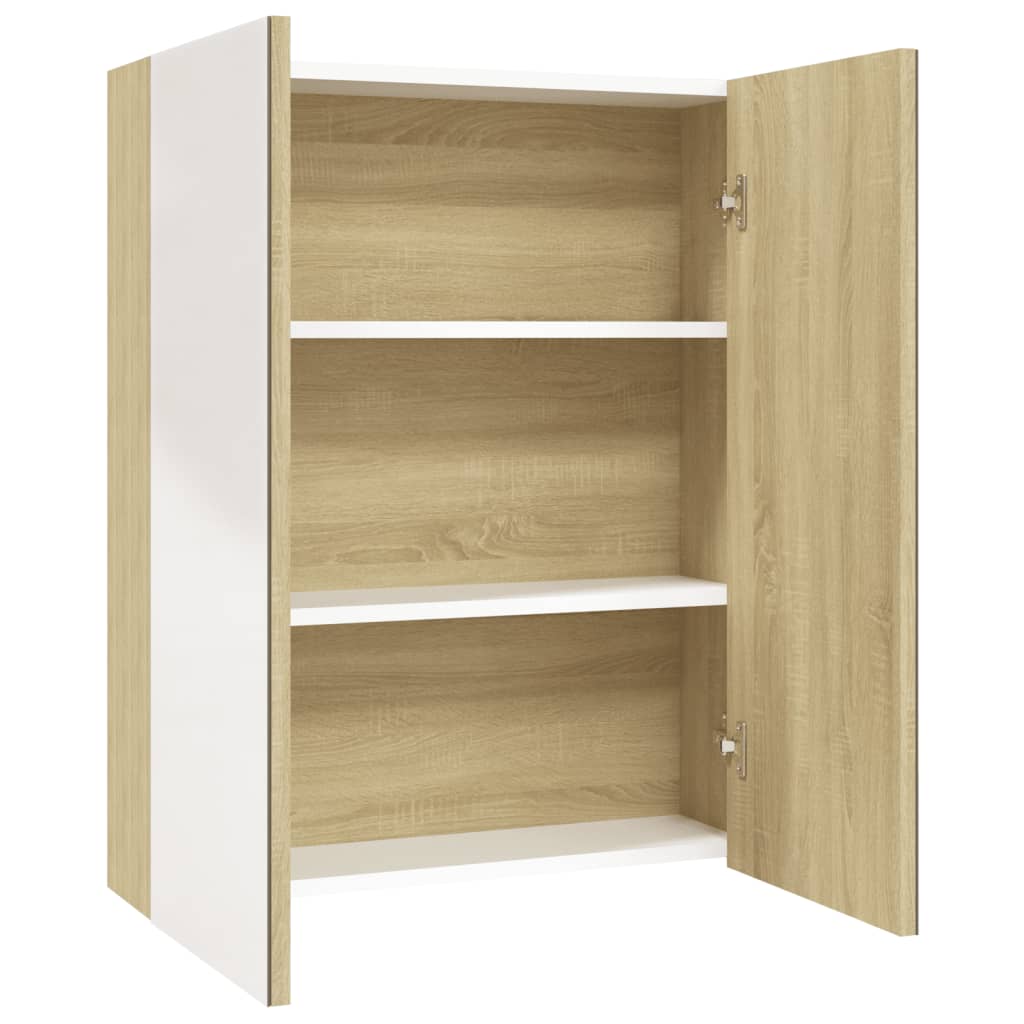 LED kylpyhuoneen peilikaappi 60x15x75 cm MDF valkoinen ja tammi - Sisustajankoti.fi