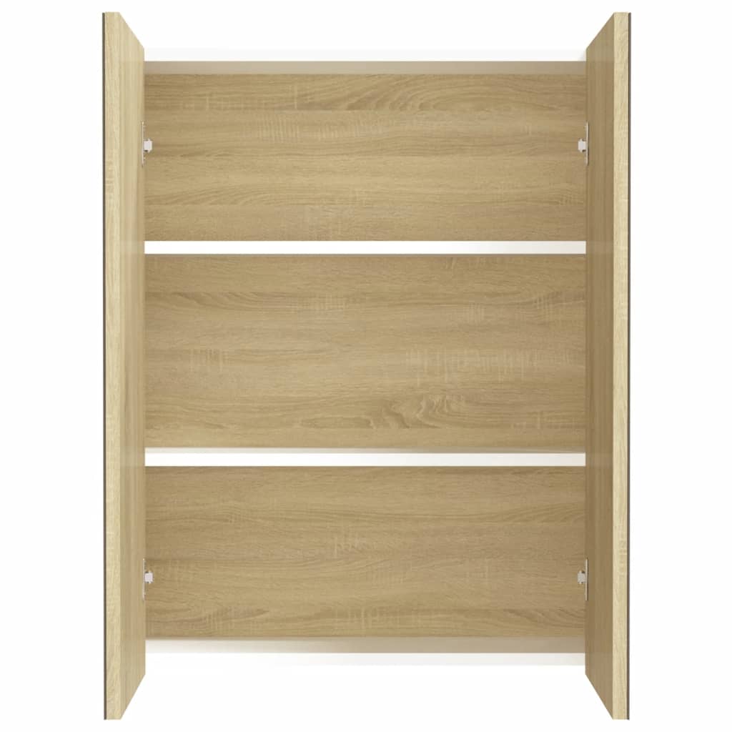 LED kylpyhuoneen peilikaappi 60x15x75 cm MDF valkoinen ja tammi - Sisustajankoti.fi