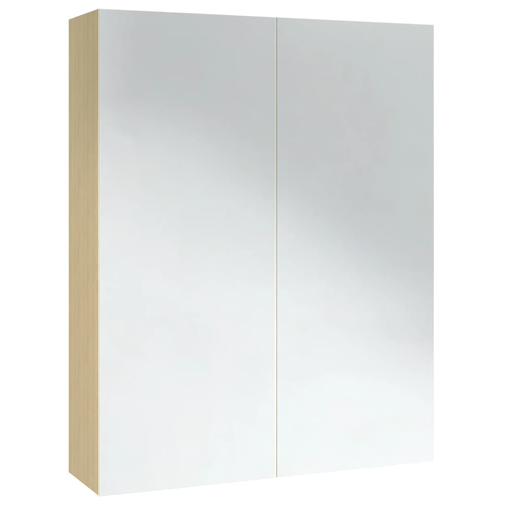 LED kylpyhuoneen peilikaappi 60x15x75 cm MDF valkoinen ja tammi - Sisustajankoti.fi
