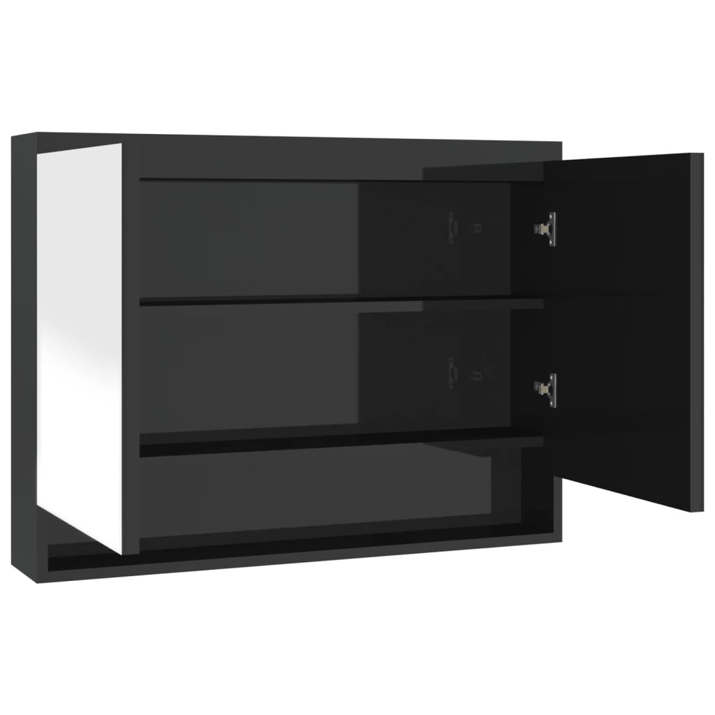 LED kylpyhuoneen peilikaappi 80x15x60 cm MDF kiiltävä musta - Sisustajankoti.fi