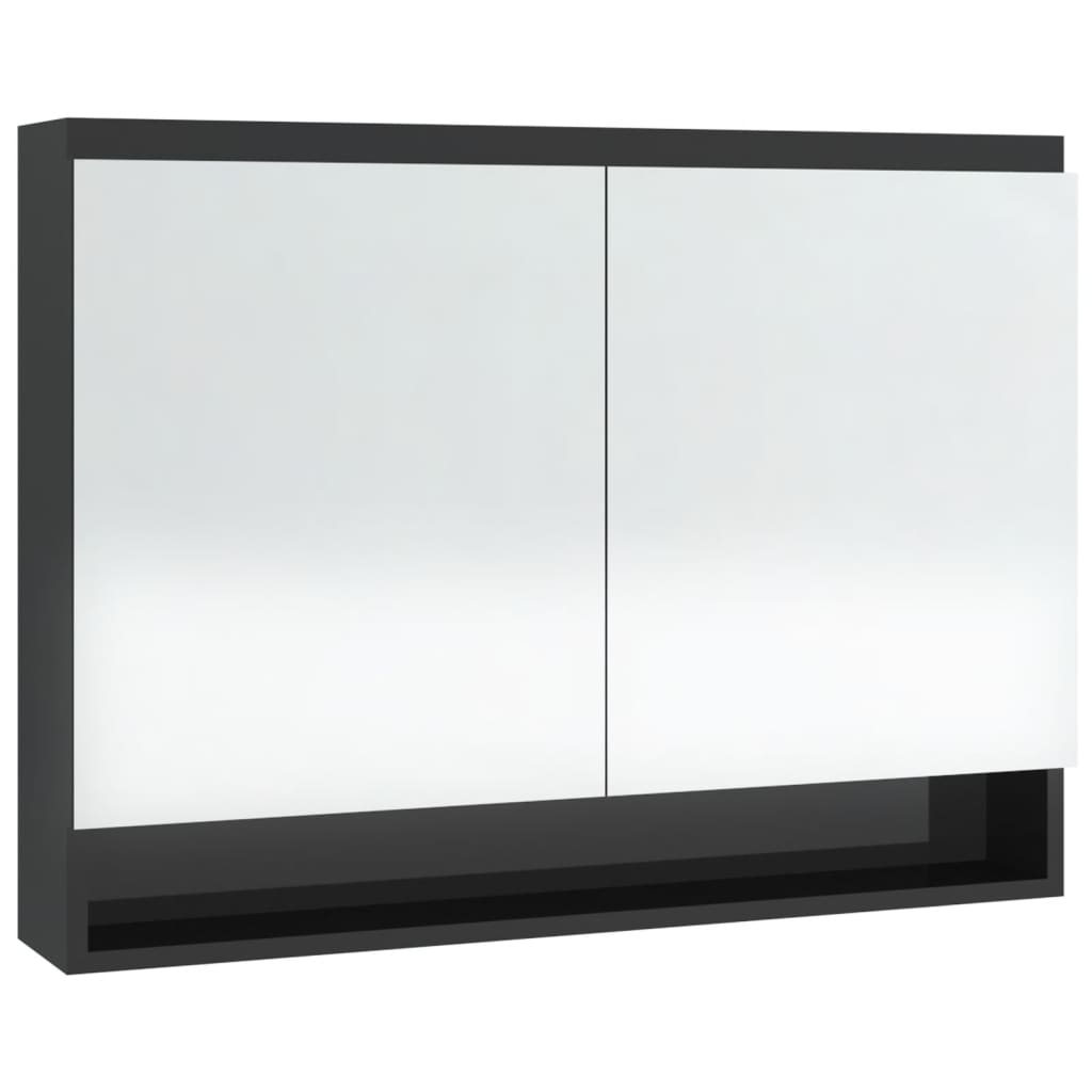 LED kylpyhuoneen peilikaappi 80x15x60 cm MDF kiiltävä musta - Sisustajankoti.fi
