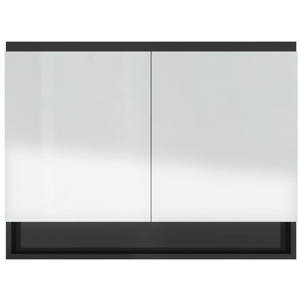 LED kylpyhuoneen peilikaappi 80x15x60 cm MDF kiiltävä musta - Sisustajankoti.fi
