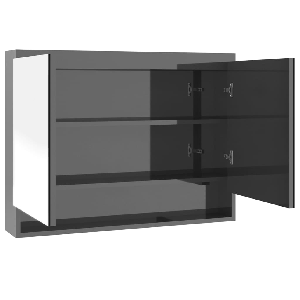 LED kylpyhuoneen peilikaappi 80x15x60 cm MDF kiiltävä harmaa - Sisustajankoti.fi