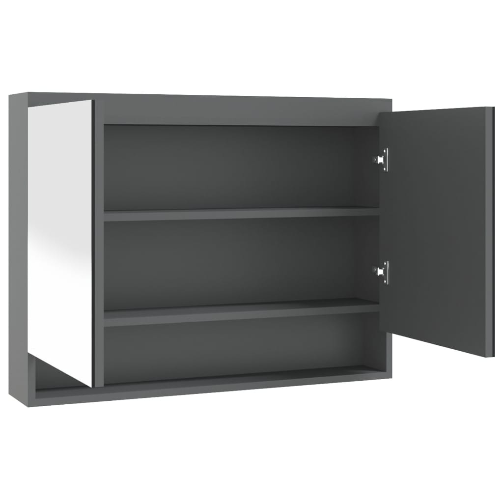 LED kylpyhuoneen peilikaappi 80x15x60 cm MDF harmaa - Sisustajankoti.fi