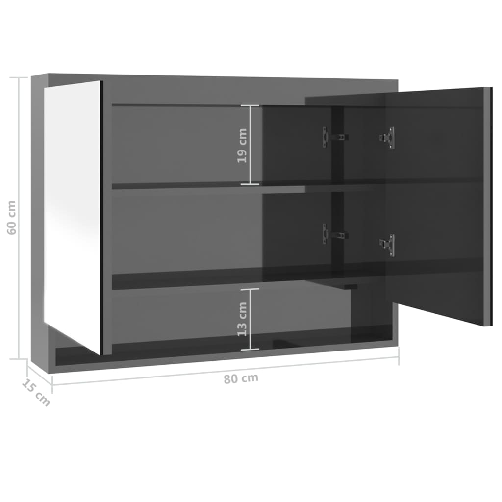 LED kylpyhuoneen peilikaappi 80x15x60 cm MDF harmaa - Sisustajankoti.fi