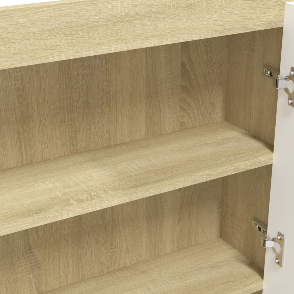 LED kylpyhuoneen peilikaappi 80x15x60 cm MDF valkoinen ja tammi - Sisustajankoti.fi