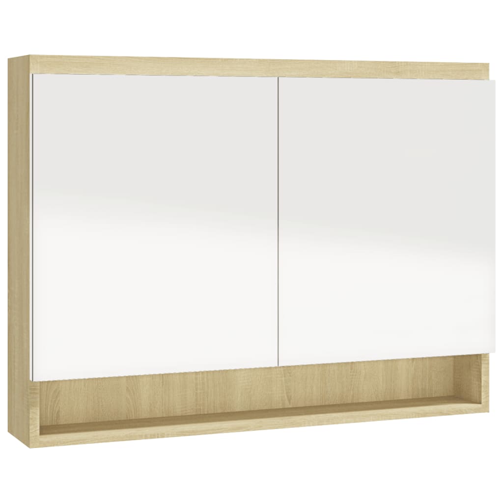 LED kylpyhuoneen peilikaappi 80x15x60 cm MDF valkoinen ja tammi - Sisustajankoti.fi