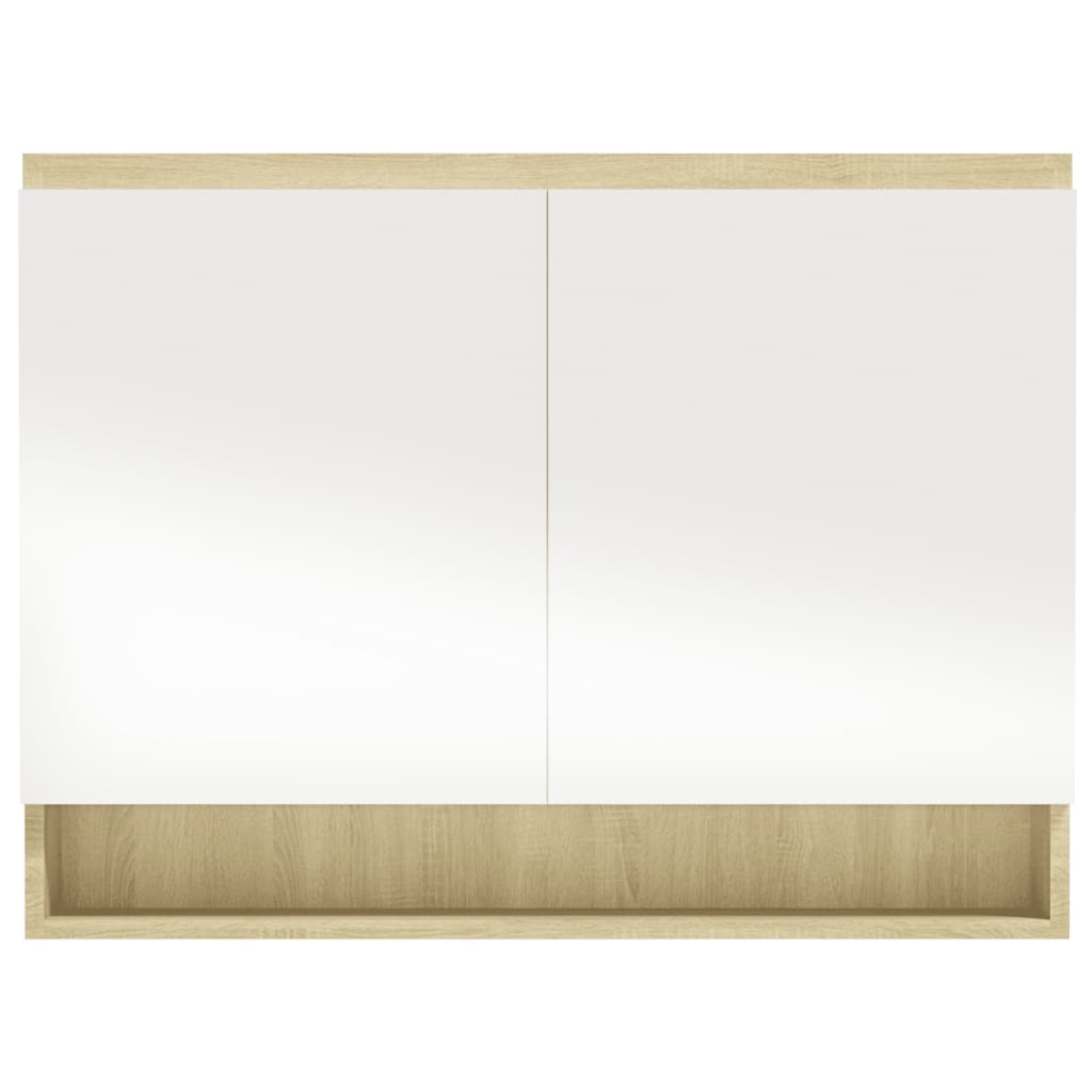 LED kylpyhuoneen peilikaappi 80x15x60 cm MDF valkoinen ja tammi - Sisustajankoti.fi