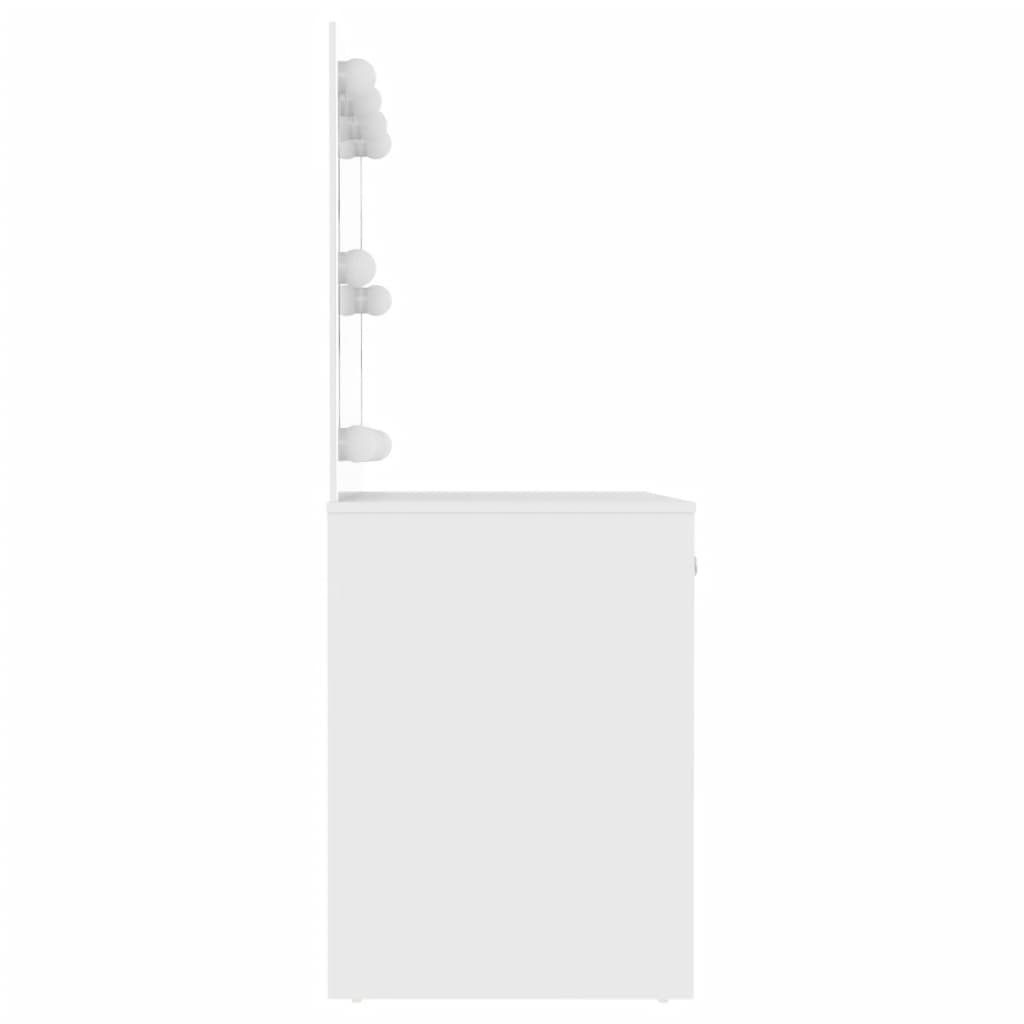 Meikkipöytä LED-valoilla 110x55x145 cm MDF valkoinen - Sisustajankoti.fi