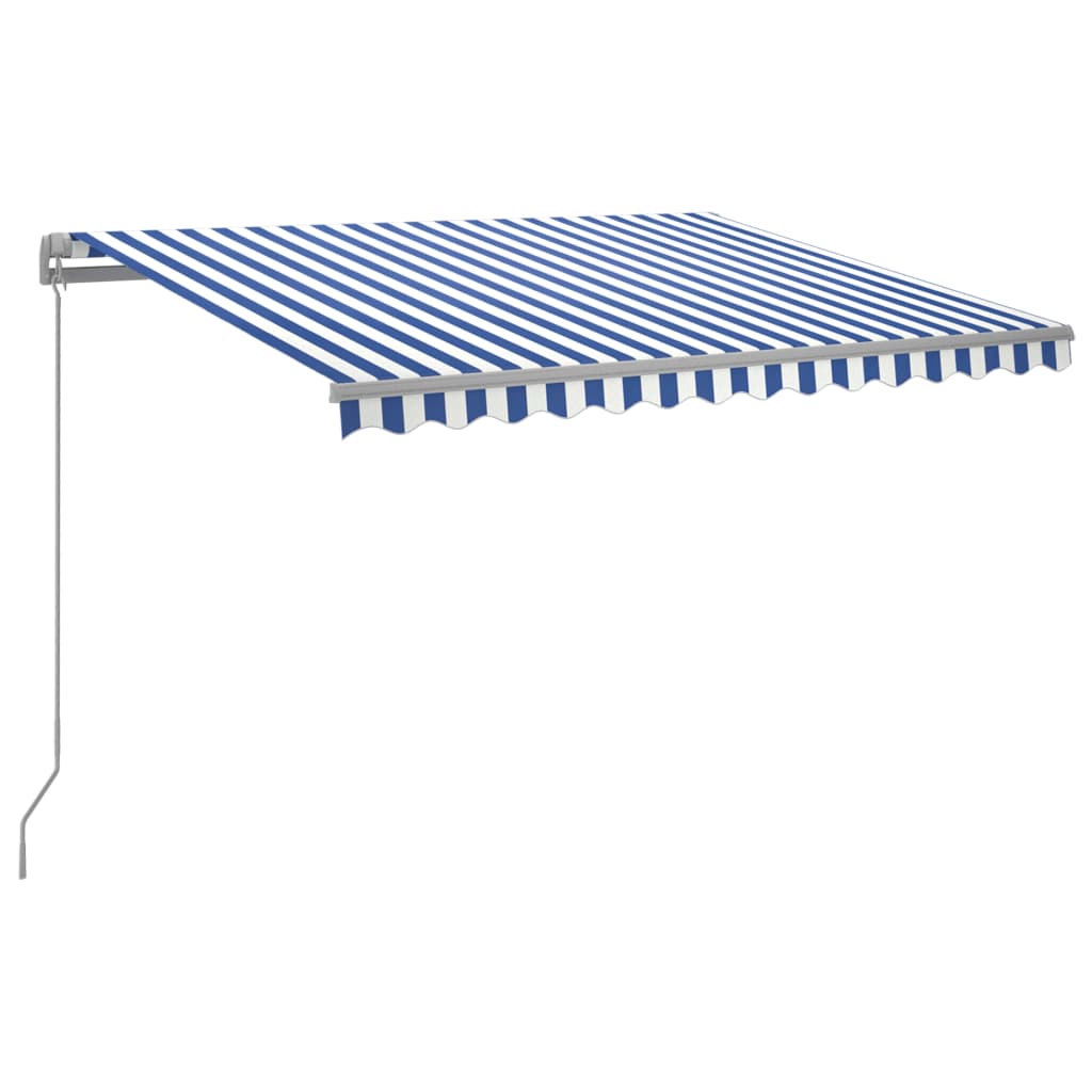 Sisäänkelattava markiisi LEDillä 300x250cm sininen ja valkoinen - Sisustajankoti.fi