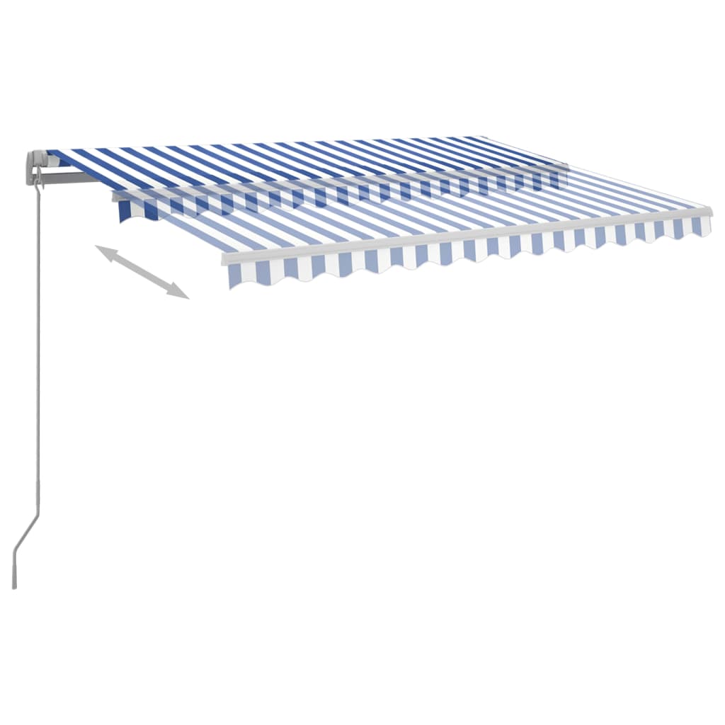 Sisäänkelattava markiisi LEDillä 300x250cm sininen ja valkoinen - Sisustajankoti.fi