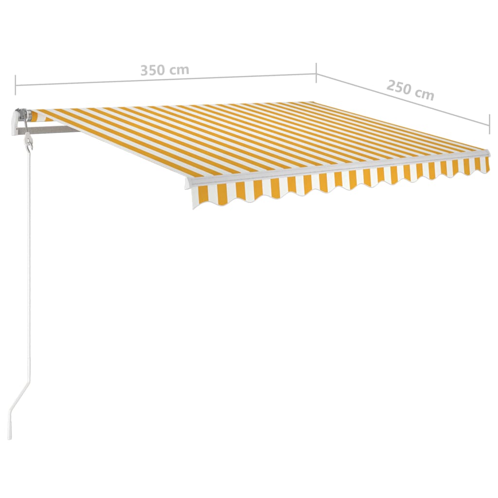 Automaattisesti sisäänkelattava markiisi 350x250cm keltavalk. - Sisustajankoti.fi