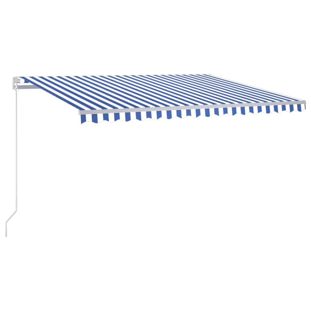 Manuaalisesti sisäänkelattava markiisi 400x350 cm sinivalkoinen - Sisustajankoti.fi