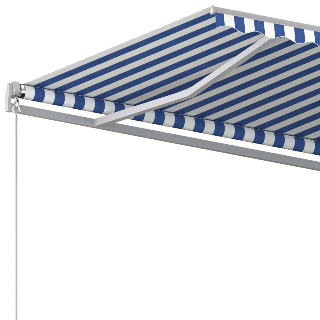 Manuaalisesti sisäänkelattava markiisi 400x350 cm sinivalkoinen - Sisustajankoti.fi