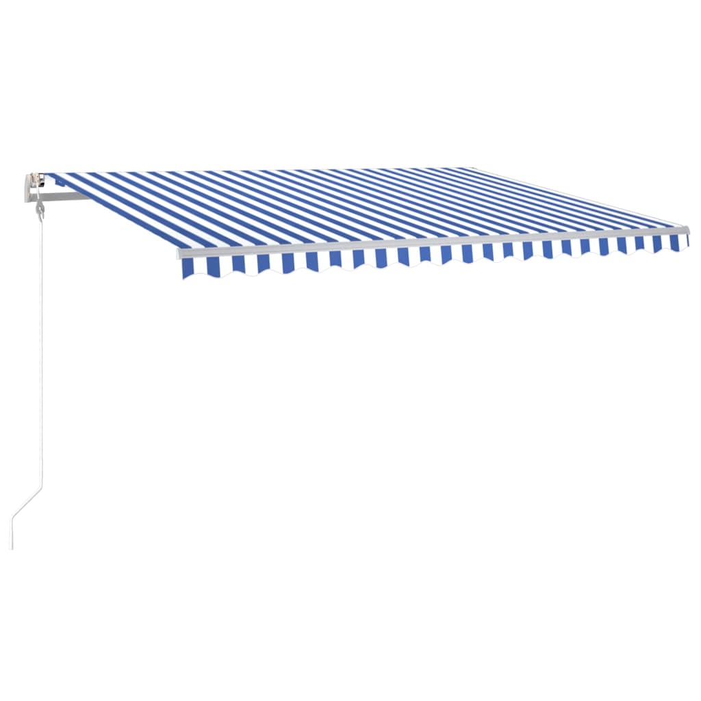 Sisäänkelattava markiisi LED/tuulisensori 400x350cm sinivalk. - Sisustajankoti.fi