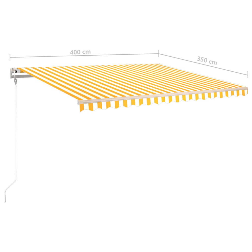Sisäänkelattava markiisi LED/tuulisensori 400x350 cm keltavalk. - Sisustajankoti.fi