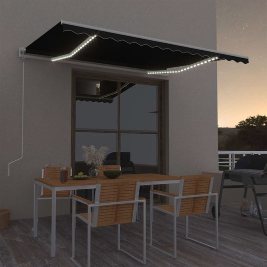Sisäänkelattava markiisi LED/tuulisensori 400x350cm antrasiitti - Sisustajankoti.fi