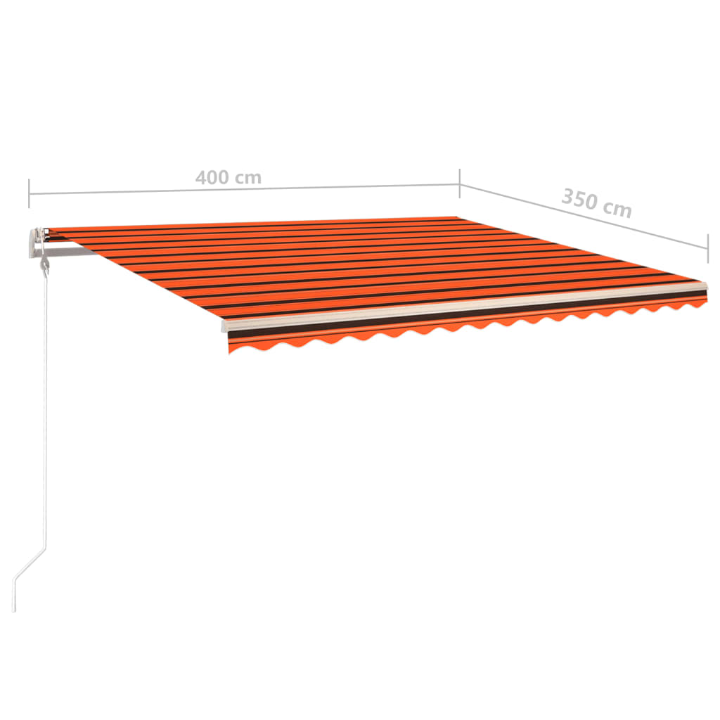 Sisäänkelattava markiisi LED/tuulisens. 400x350cm orans./rusk. - Sisustajankoti.fi