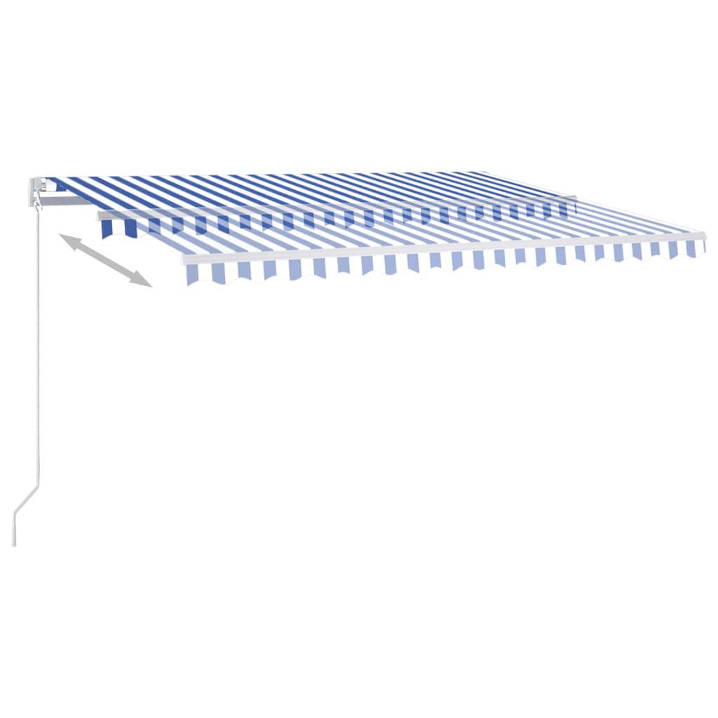 Manuaalisesti sisäänkelattava markiisi 450x350 cm sinivalkoinen - Sisustajankoti.fi