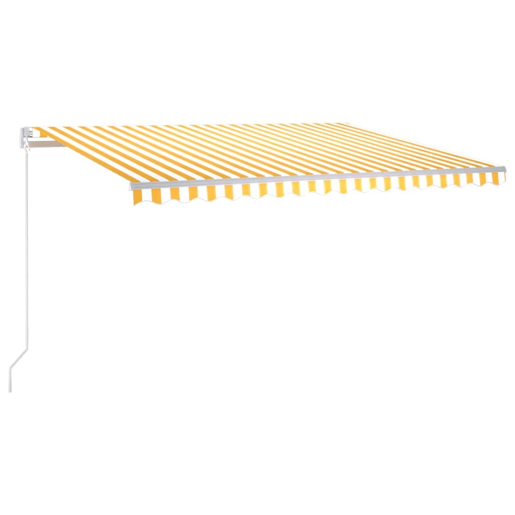 Sisäänkelattava markiisi LEDillä 450x350 cm keltavalkoinen - Sisustajankoti.fi