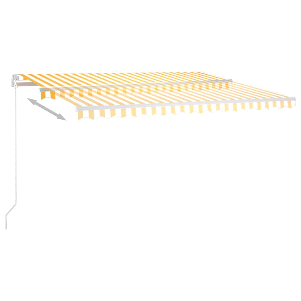 Sisäänkelattava markiisi LEDillä 450x350 cm keltavalkoinen - Sisustajankoti.fi