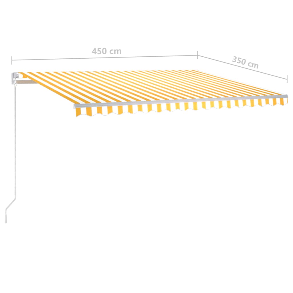 Sisäänkelattava markiisi LEDillä 450x350 cm keltavalkoinen - Sisustajankoti.fi