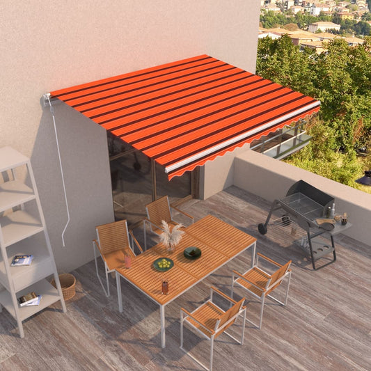 Automaattisesti sisäänkelattava markiisi 450x350cm oranssirusk. - Sisustajankoti.fi