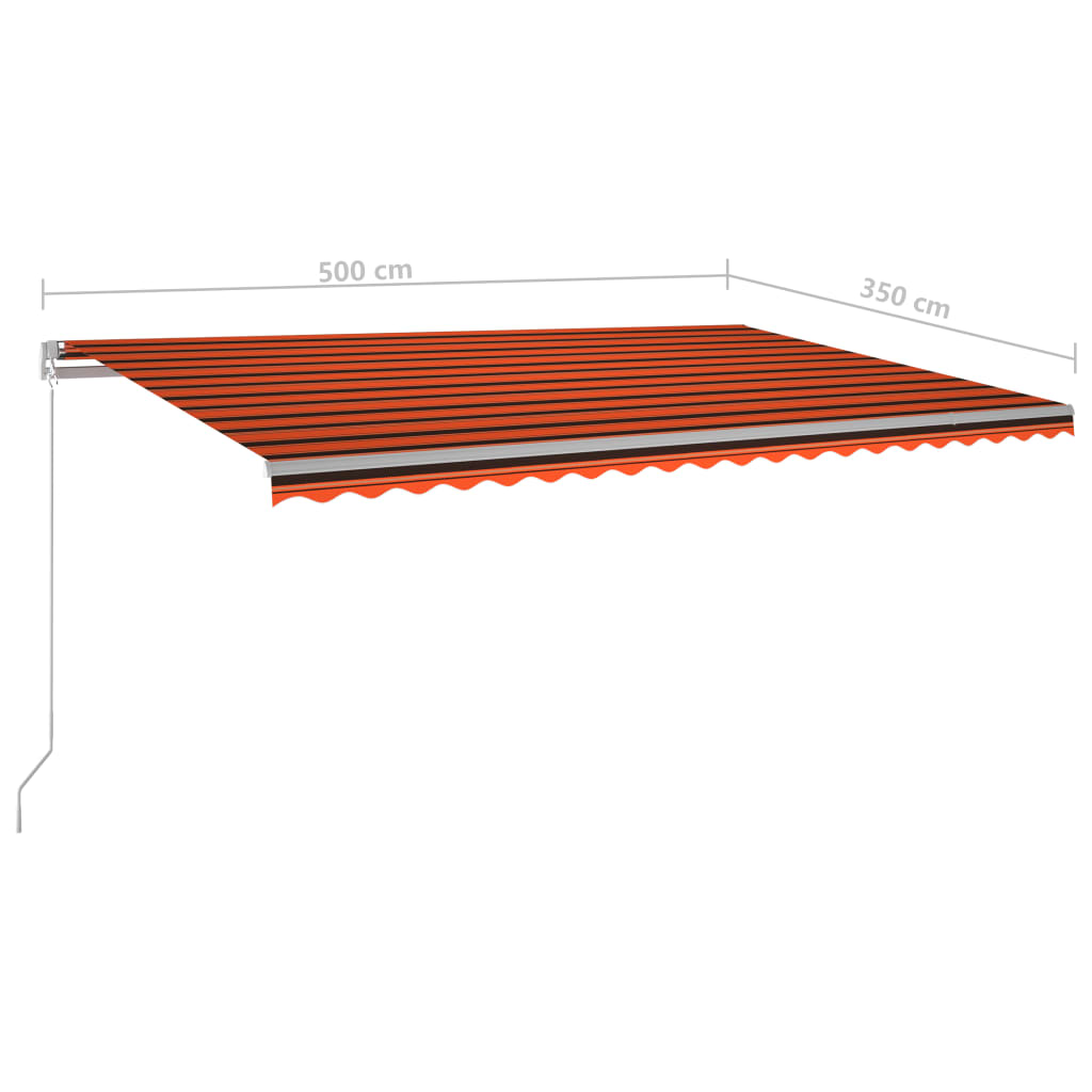 Manuaalisesti sisäänkelattava markiisi 500x350 cm oranssi/rusk. - Sisustajankoti.fi