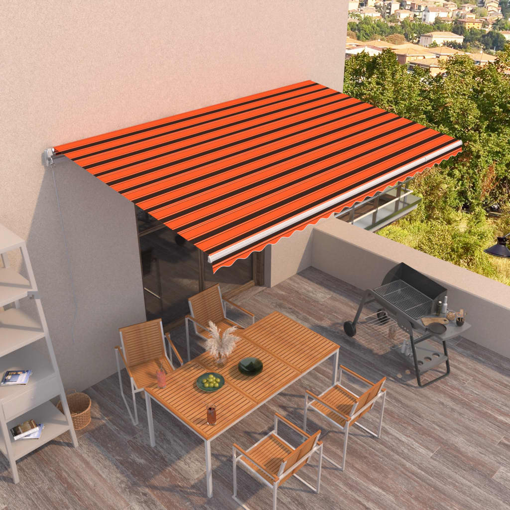 Manuaalisesti sisäänkelattava markiisi 500x350 cm oranssi/rusk. - Sisustajankoti.fi