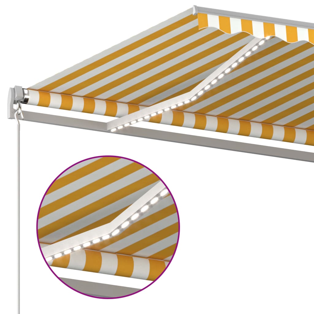 Manuaalisesti sisäänkelattava markiisi LED 500x350cm keltavalk. - Sisustajankoti.fi