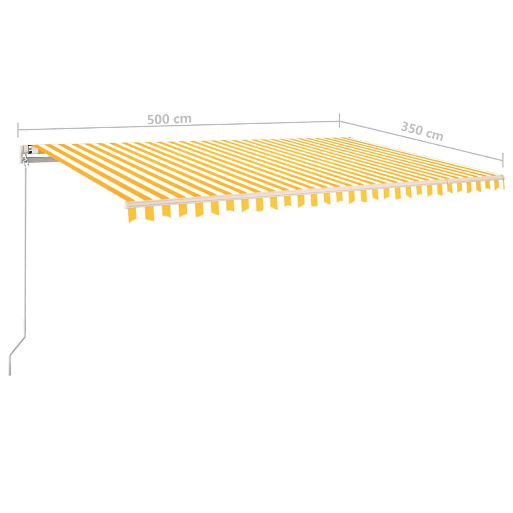 Manuaalisesti sisäänkelattava markiisi LED 500x350cm keltavalk. - Sisustajankoti.fi