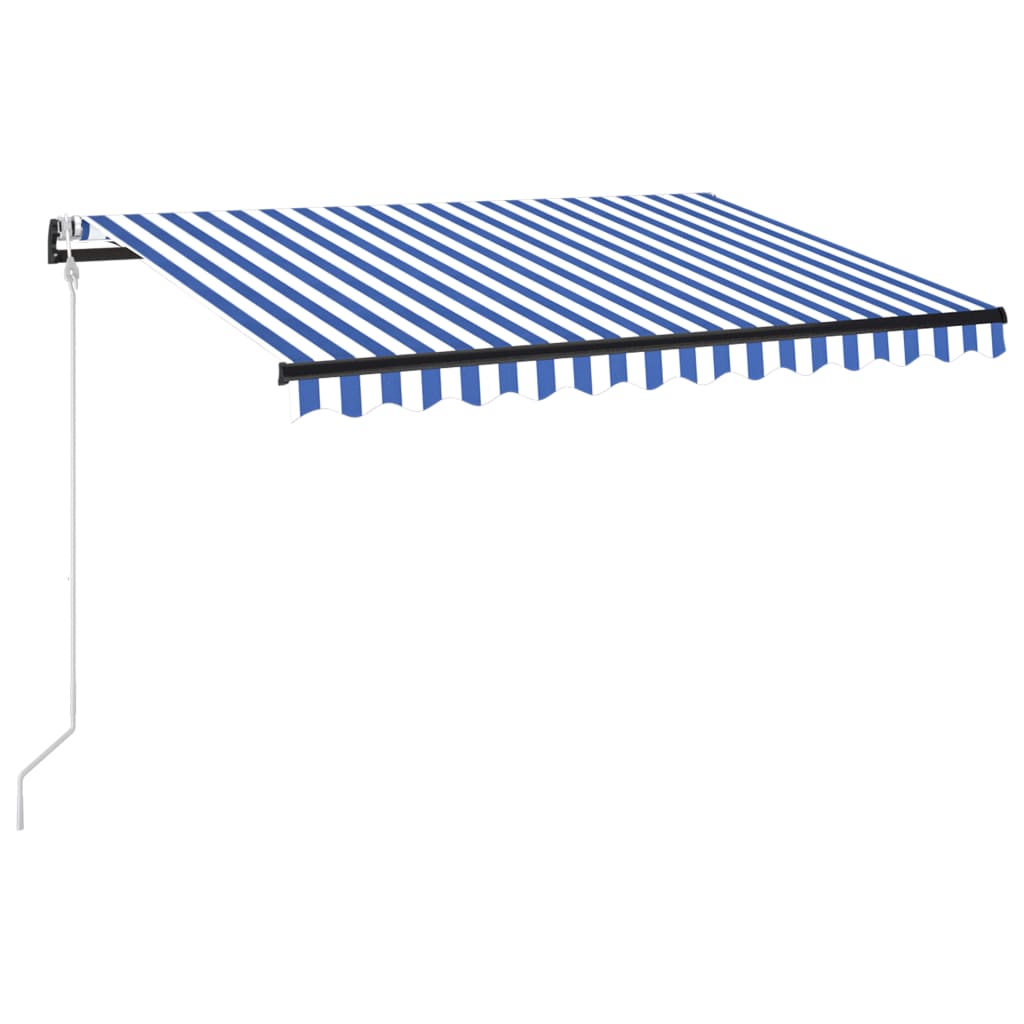 Sisäänkelattava markiisi LED/tuulisensori 300x250 cm sinivalk. - Sisustajankoti.fi