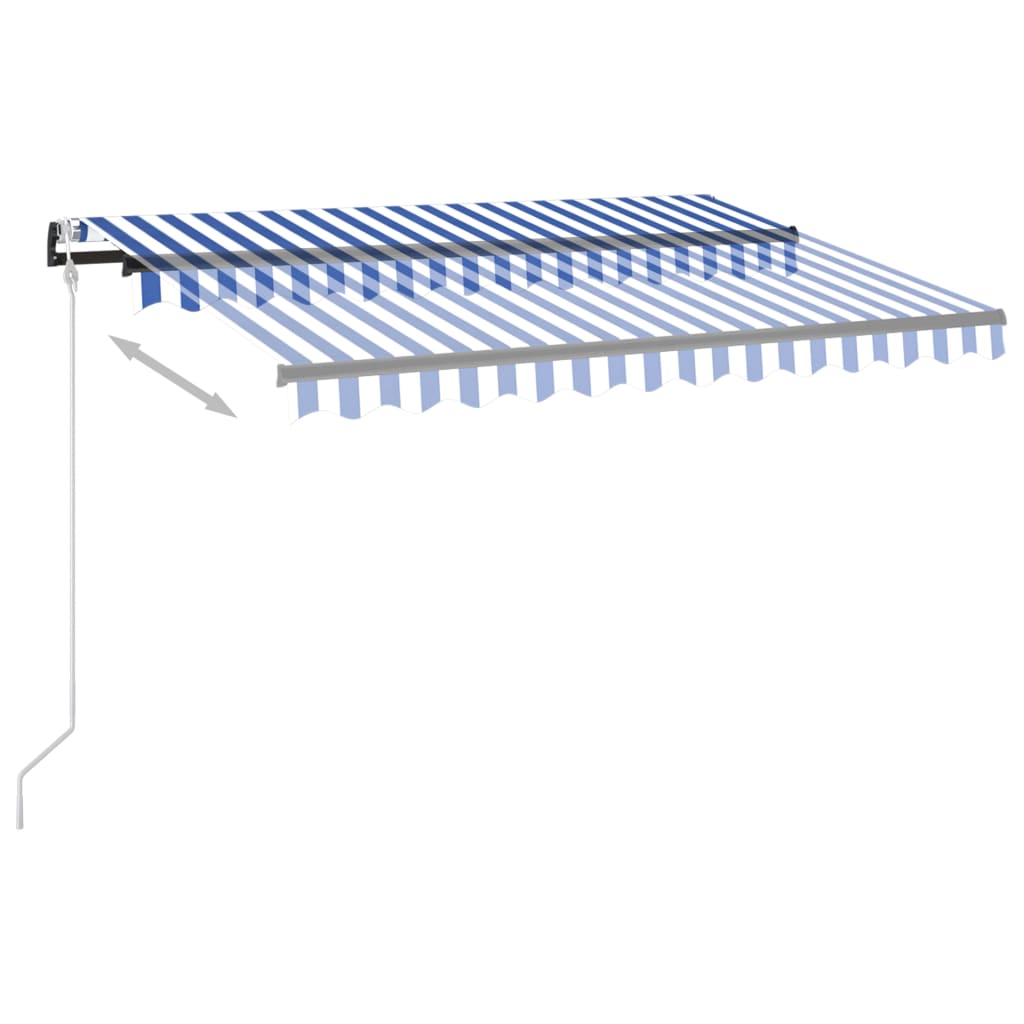 Sisäänkelattava markiisi LED/tuulisensori 300x250 cm sinivalk. - Sisustajankoti.fi