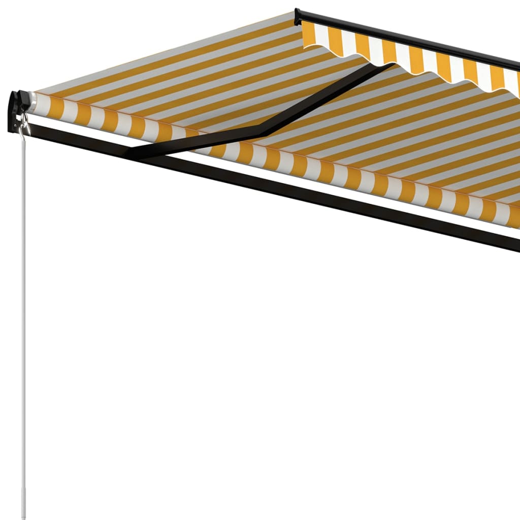 Manuaalisesti sisäänkelattava markiisi 350x250cm keltavalkoinen - Sisustajankoti.fi