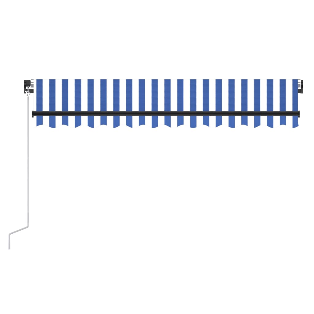 Sisäänkelattava markiisi LEDillä 350x250cm sininen ja valkoinen - Sisustajankoti.fi
