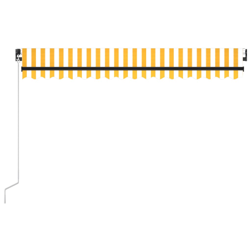 Sisäänkelattava markiisi LEDillä 450x300cm keltavalkoinen - Sisustajankoti.fi