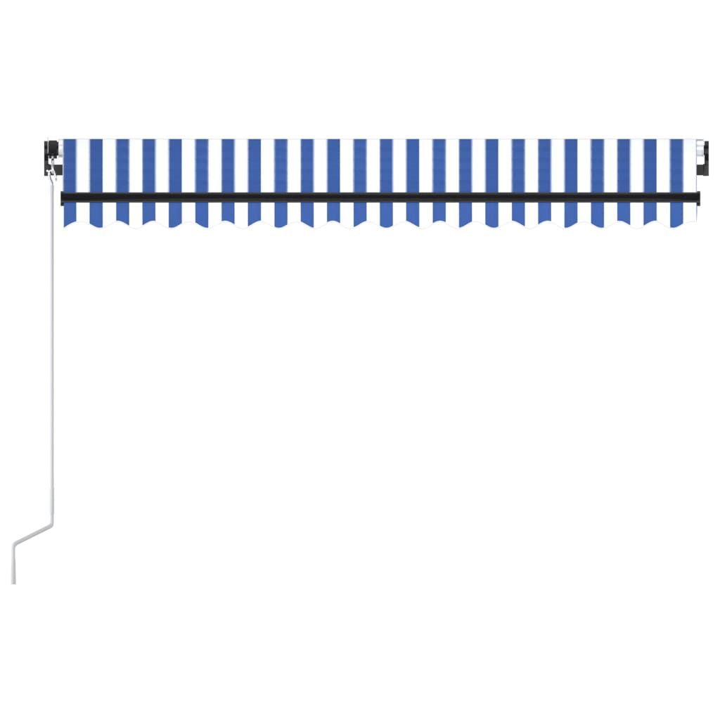 Manuaalisesti sisäänkelattava markiisi 400x350 cm sinivalkoinen - Sisustajankoti.fi